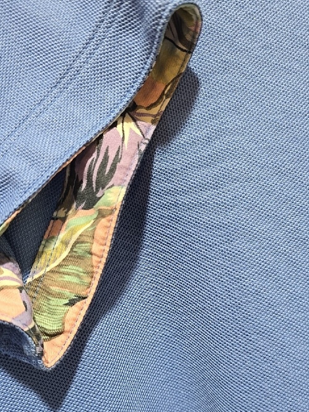 Tommy Bahama Men's Periwinkle Polo with Floral Placket - Picture 5 of 7